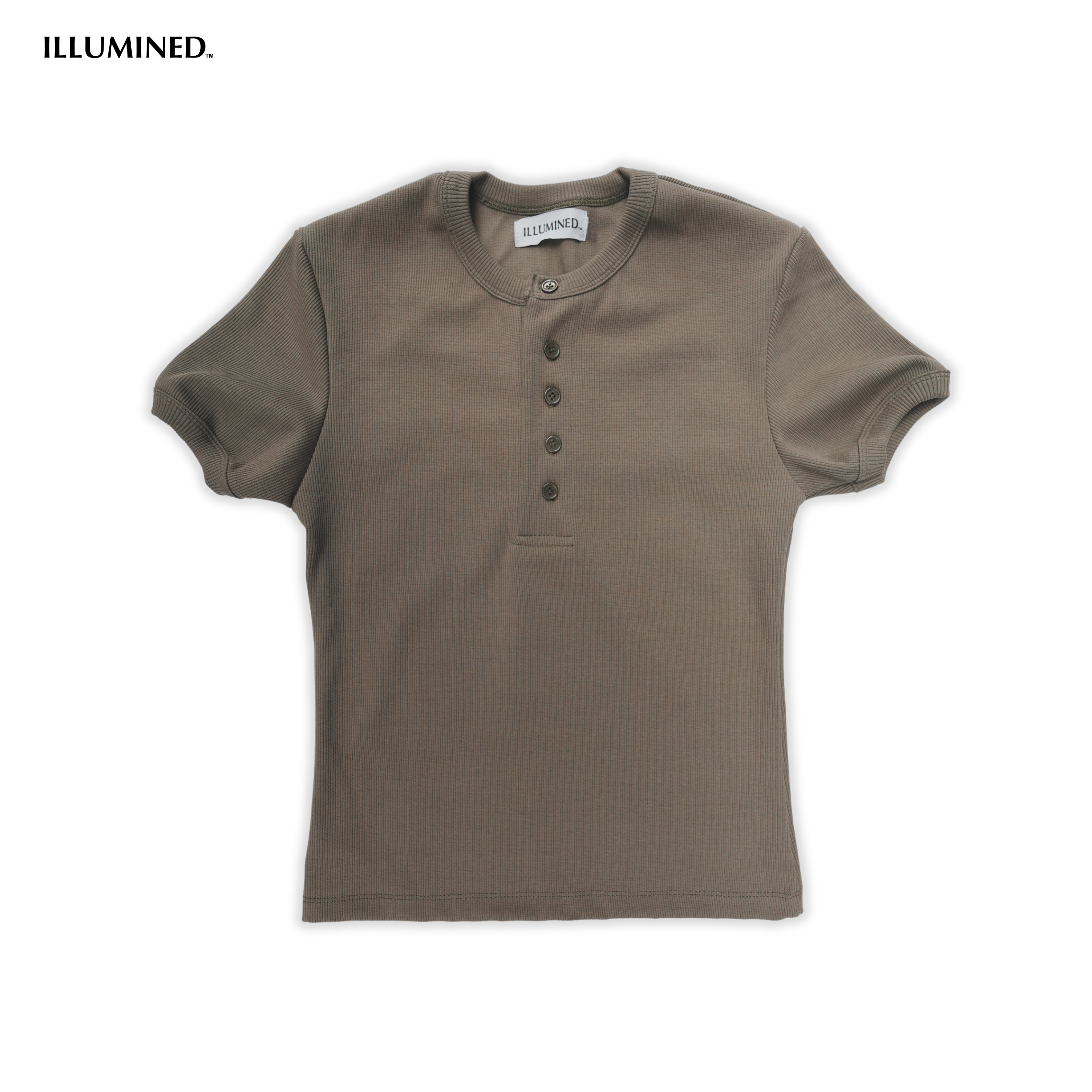 Ribbed Body Fit 5-Button Henley T-Shirt Cropped