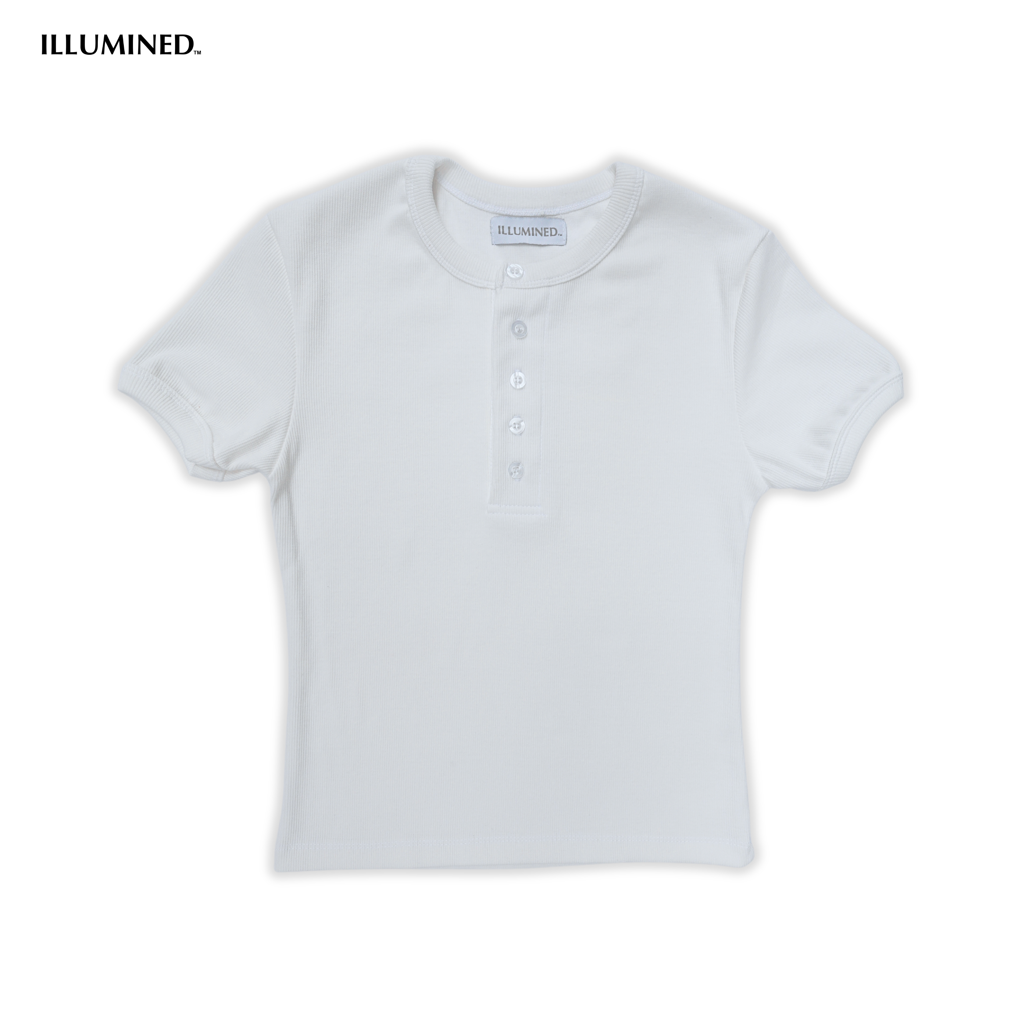 Ribbed Body Fit 5-Button Henley T-Shirt Cropped