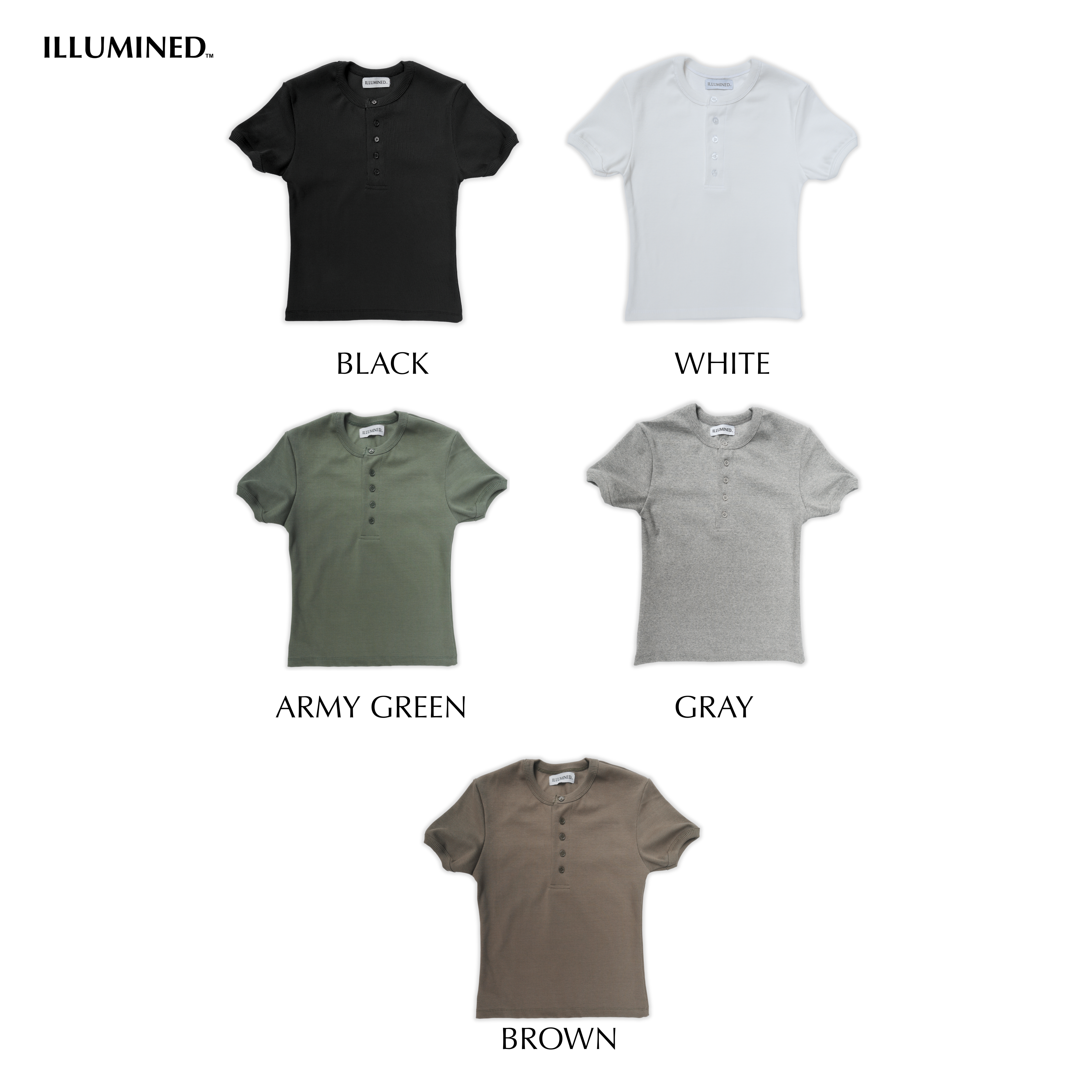 Ribbed Body Fit 5-Button Henley T-Shirt Cropped