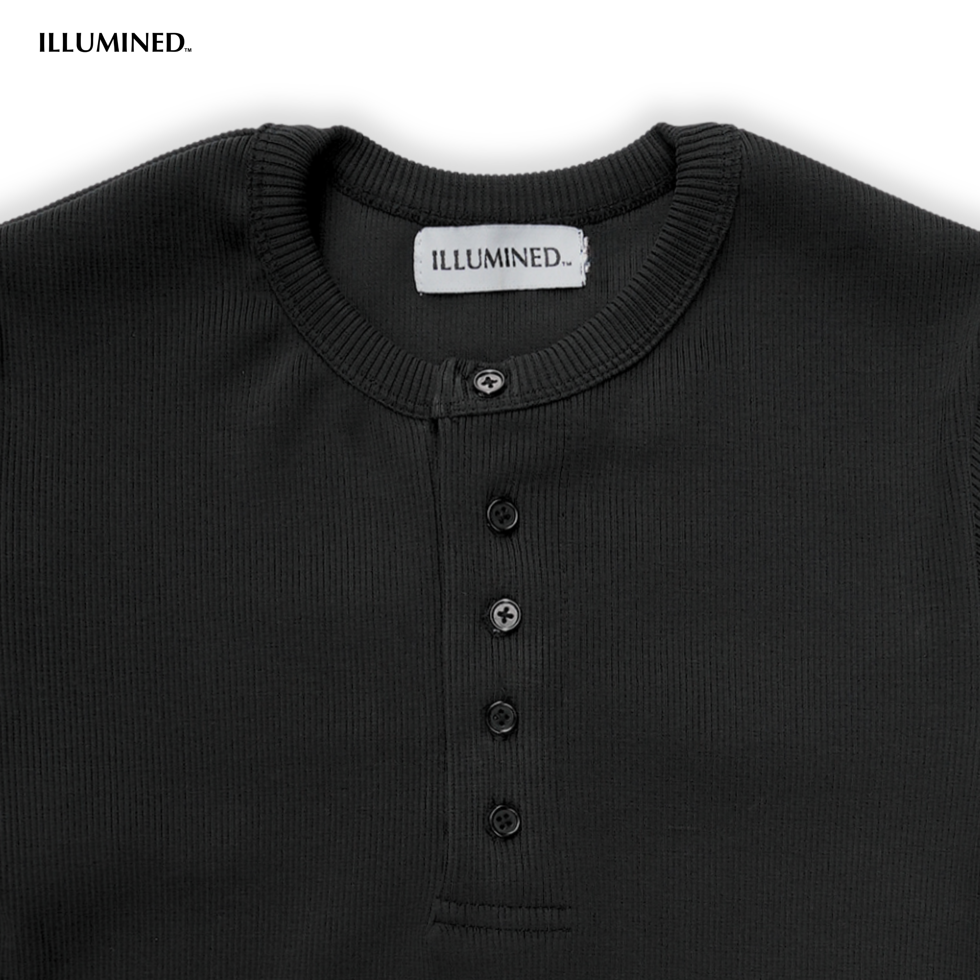 Ribbed Body Fit 5-Button Henley T-Shirt Cropped