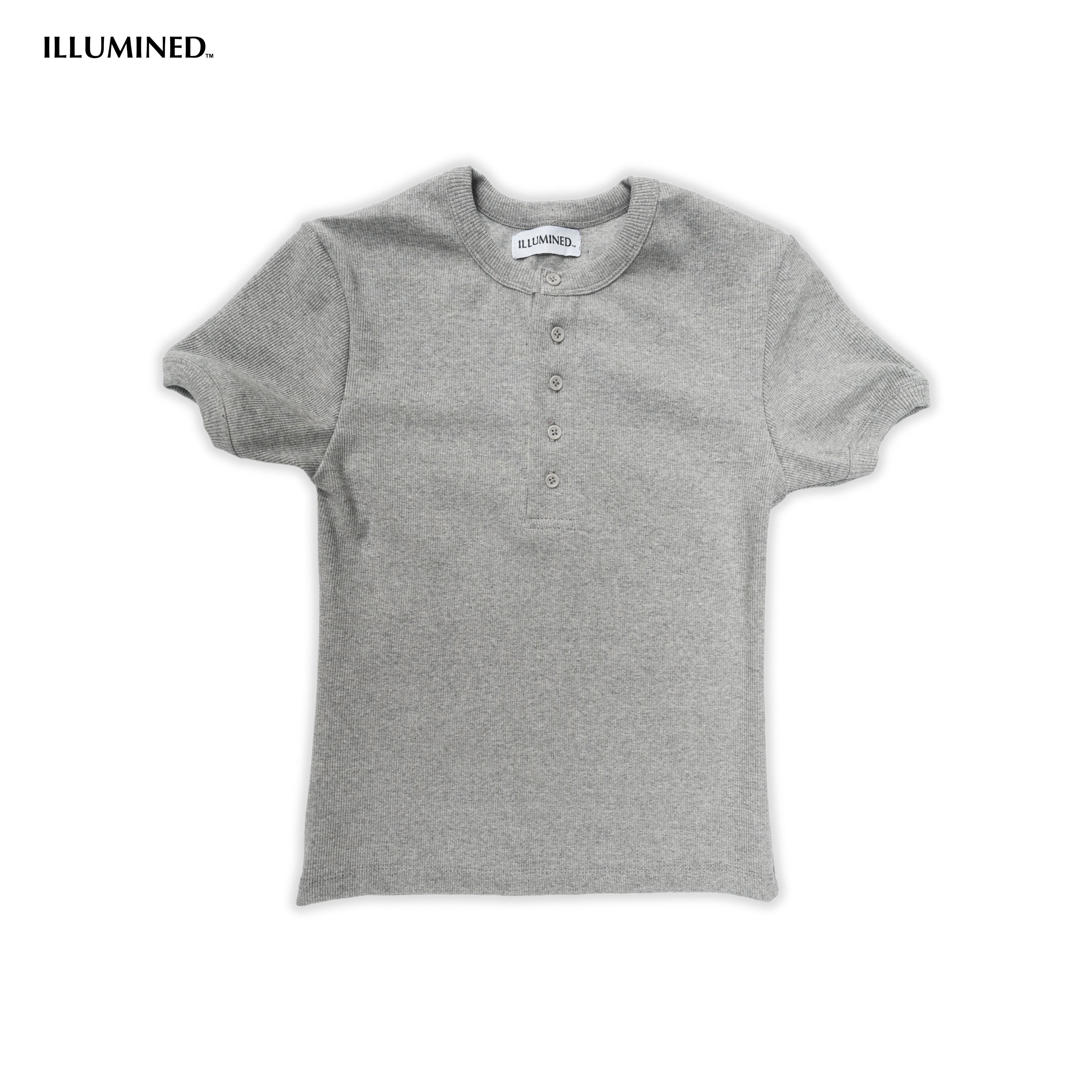 Ribbed Body Fit 5-Button Henley T-Shirt Cropped